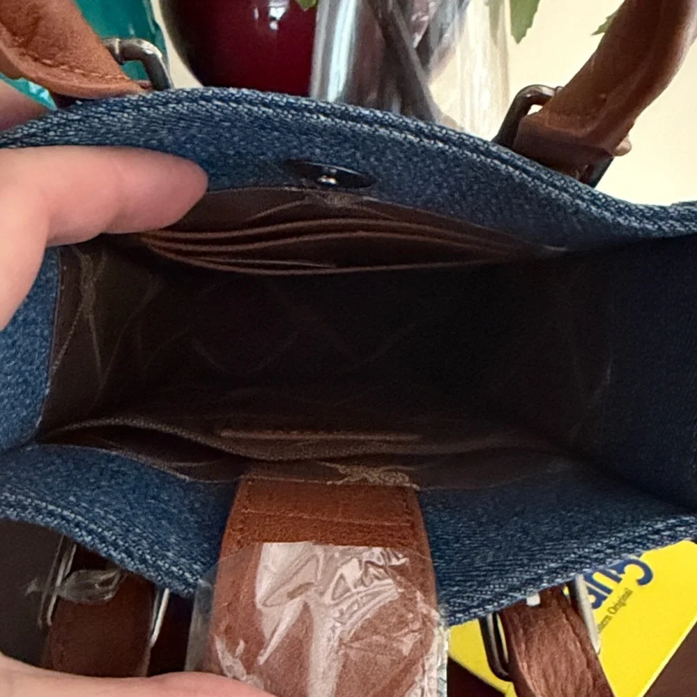 Wrangler Ladies Laser Cut Print Denim Square Mini Crossbody NWT - Picture 8 of 10
